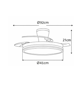 Ventilador de techo con aspas retráctiles y luz led RGB y blanca Melody S Long 32W blanco