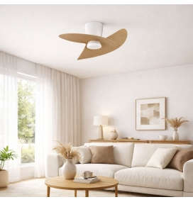 Ventilador de techo con luz led Mantra Ona 18W Ø70cm blanco y madera
