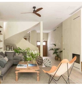 Ventilador de techo Faro Just Fan negro y madera Ø128cm