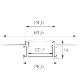 Perfil arquitectonico de aluminio acabado blanco 24.5x14 mm