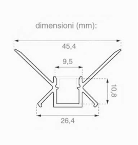 Perfil arquitectonico de aluminio acabado blanco 9.5x10.8 mm