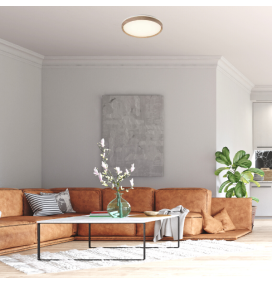 Plafón led 60W regulable acabado roble y blanco