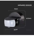 Sensor de movimiento infrarrojo negro IP65