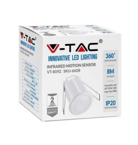 Sensor de movimiento blanco IP20 para empotrar en techo