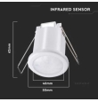 Sensor de movimiento blanco IP20 para empotrar en techo