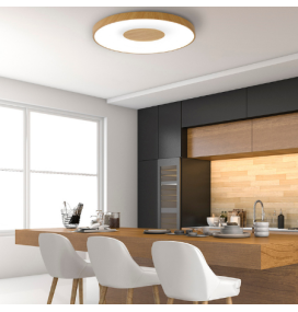 Plafón led Mantra Coin 7562 100W madera redondo