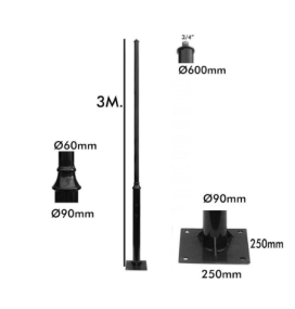 Pie de farola Factorled Reka 2124 3 metros negro
