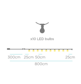 Guirnalda led Newgarden Allegra solar con batería recargable negra