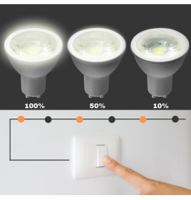 Bombilla led GU10 dimable con interruptor 100% - 50% - 10% 7W