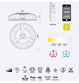Ventilador de techo led Mantra Nature blanco regulable