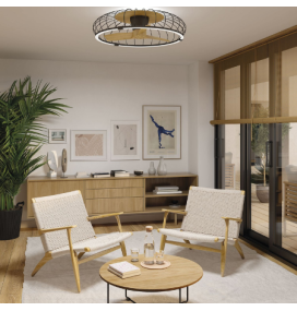 Ventilador de techo led Mantra Nature negro y madera regulable