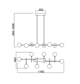 Lámpara colgante Mantra Cellar 8 luces negra
