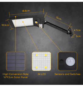 Aplique solar para pared con sensor de movimiento
