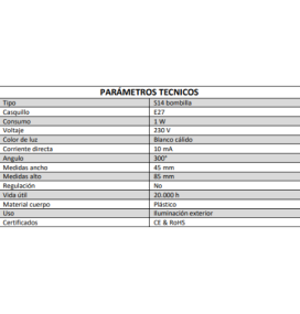 Bombilla led E27 especial para guirnaldas de goma