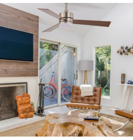 Ventilador led Kilim niquel aspas reversibles madera y cerezo