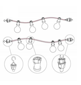 Clavija franco-alemana negra para guirnaldas con cable plano 