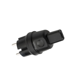 Clavija franco-alemana negra para guirnaldas con cable plano 