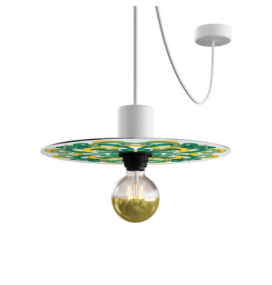 Plato decorativo para guirnaldas, lámparas y apliques verde y amarillo